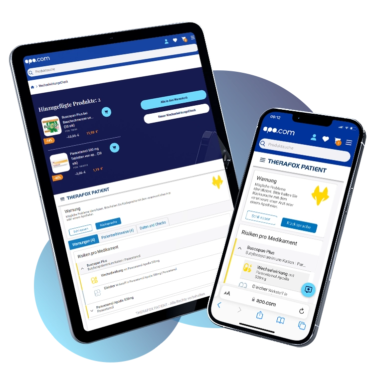 Informieren Sie sich über Wechselwirkungen mit der THERAFOX WechselwirkungsCheck App!