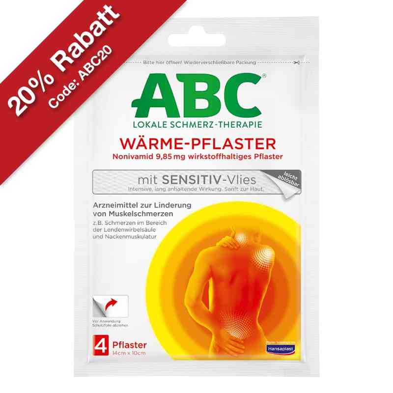ABC Wärme-Pflaster mit Sensitive-Vlies 9,85mg Hansaplast med 4 stk von Beiersdorf AG PZN 01033409