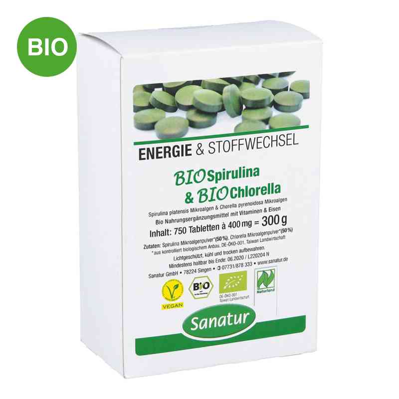Biospirulina & Biochlorella 2 in 1 Tabletten 750 stk von Sanatur GmbH PZN 07366879