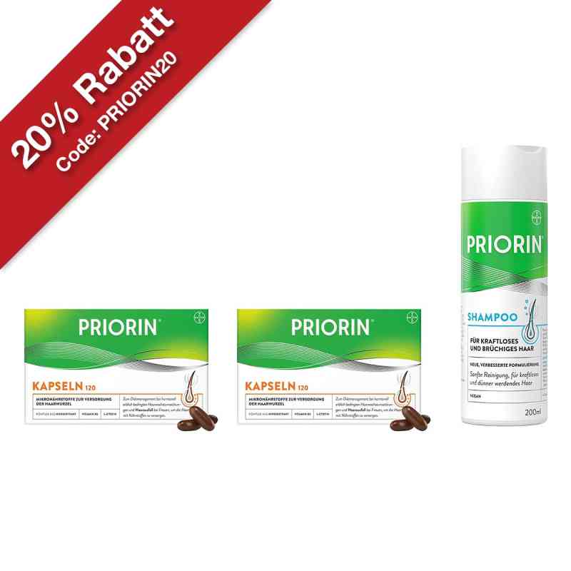 2x Priorin Kapseln 120er und Shampoo 200ml 1 Set von Bayer Vital GmbH PZN 08100191
