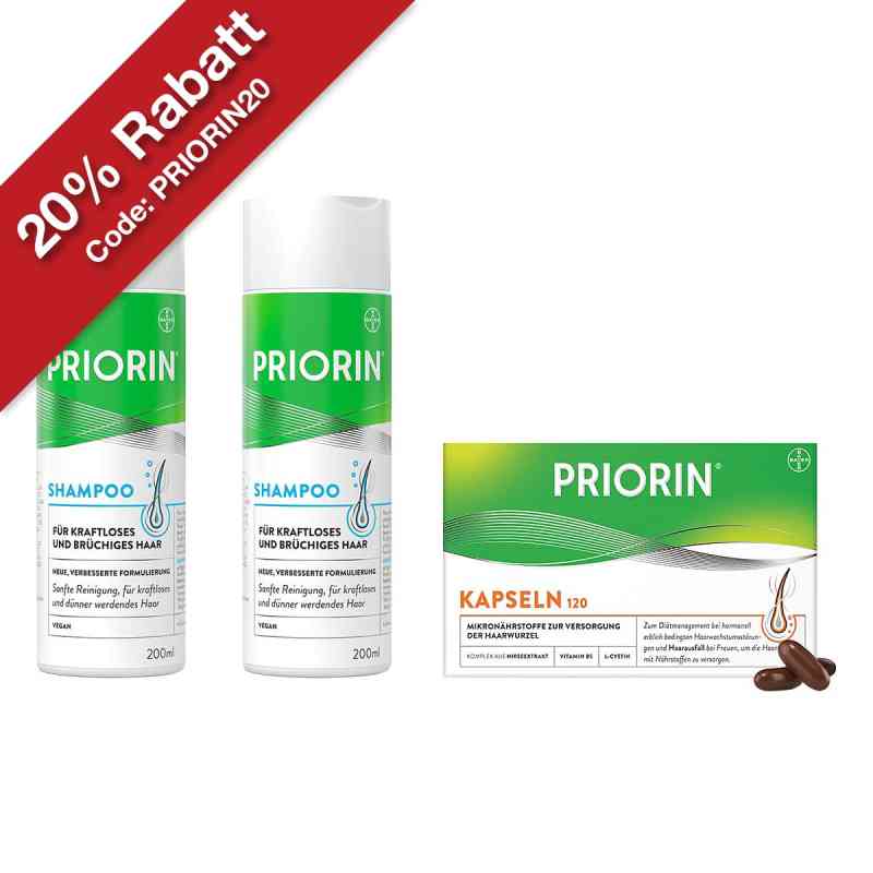 2x Priorin Shampoo und Kapseln 120er 1 Set von Bayer Vital GmbH PZN 08100192