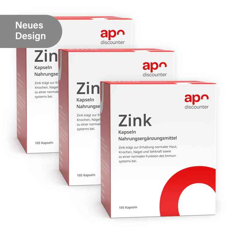 Zink Kapseln 10 mg von apodiscounter 3x105 stk von apo.com Group GmbH PZN 08102175