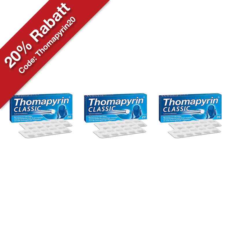 Thomapyrin CLASSIC Schmerztabletten gegen Kopfschmerzen 3x20 stk von A. Nattermann & Cie GmbH PZN 08102594