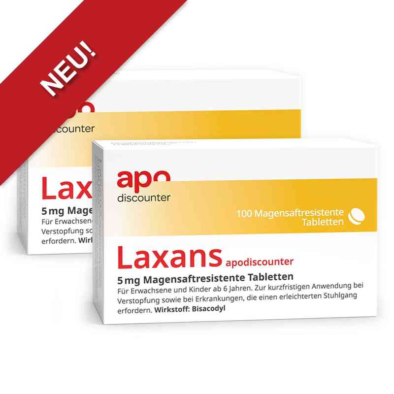 Laxans Bisacodyl 5 mg Tabletten von apodiscounter  2x100 stk von Fairmed Healthcare GmbH PZN 08107199