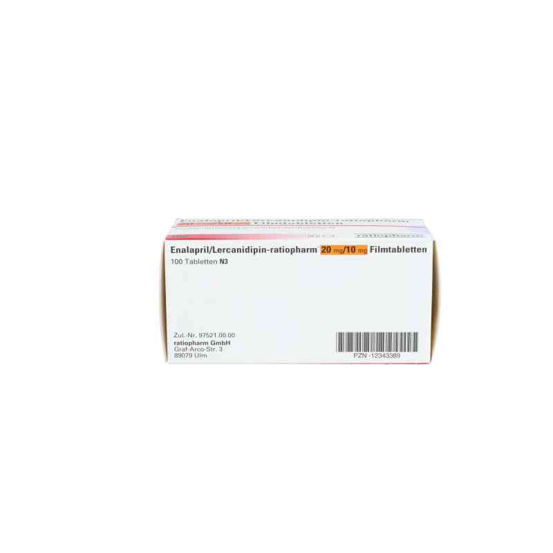 Enalapril/lercanidipin ratiopharm 20 mg/10 mg Fta 100 stk