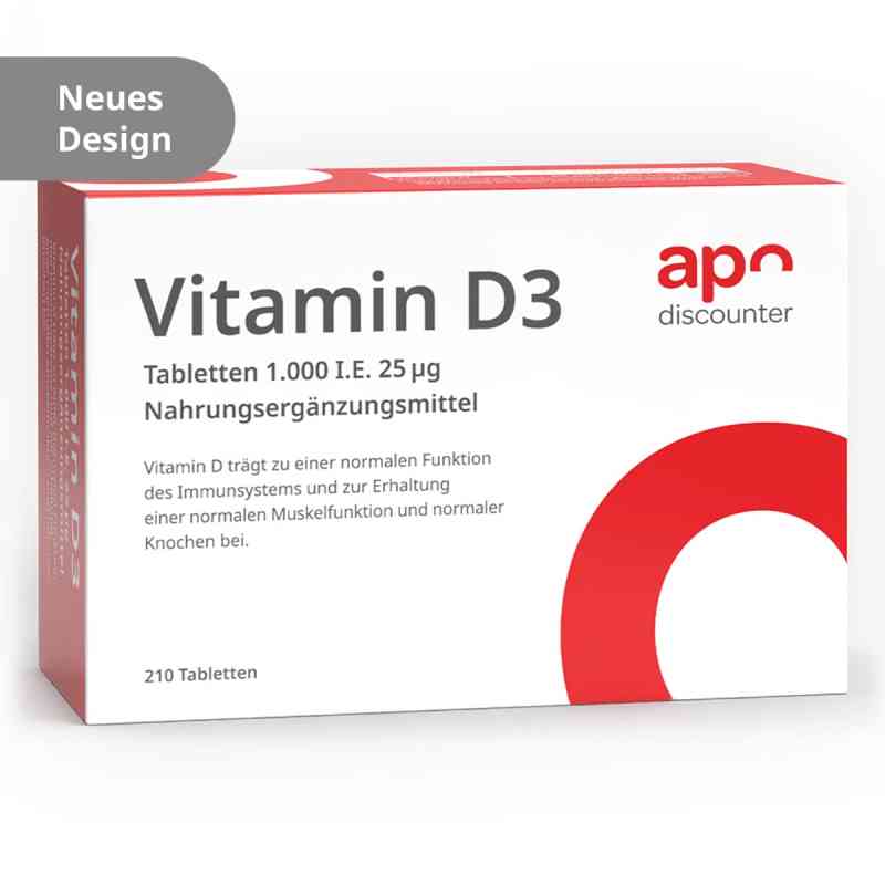 Vitamin D3 Tabletten 1000 I.E. von apodiscounter 210 stk von apo.com Group GmbH PZN 19174760