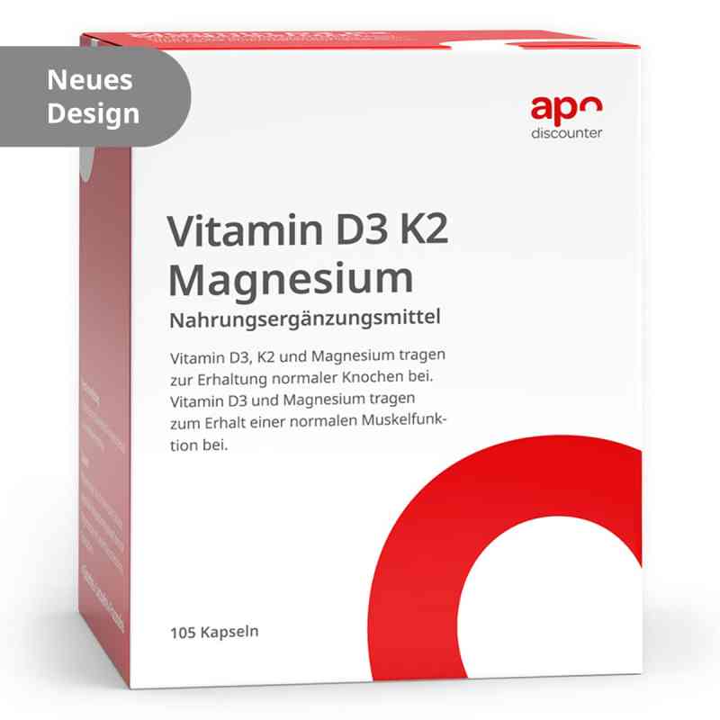 Vitamin D3 K2 Magnesium Kapseln von apodiscounter 105 stk von apo.com Group GmbH PZN 20203343