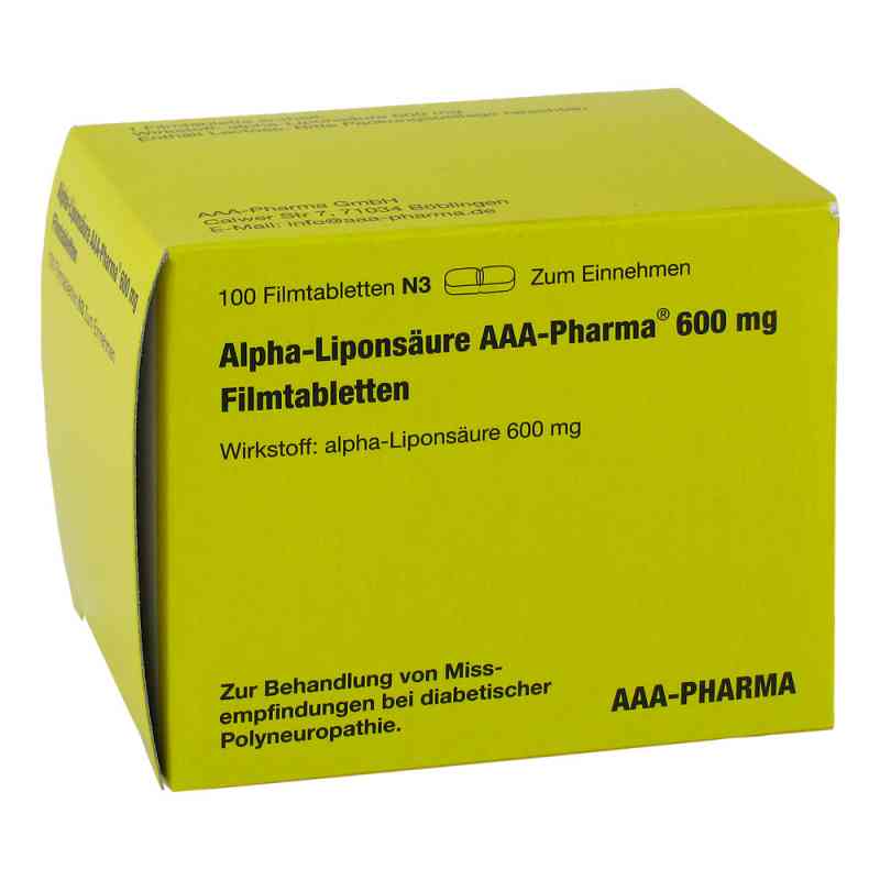 Alpha Liponsäure Aaa Pharma 600 mg Filmtabletten 100 stk von AAA - Pharma GmbH PZN 12415999