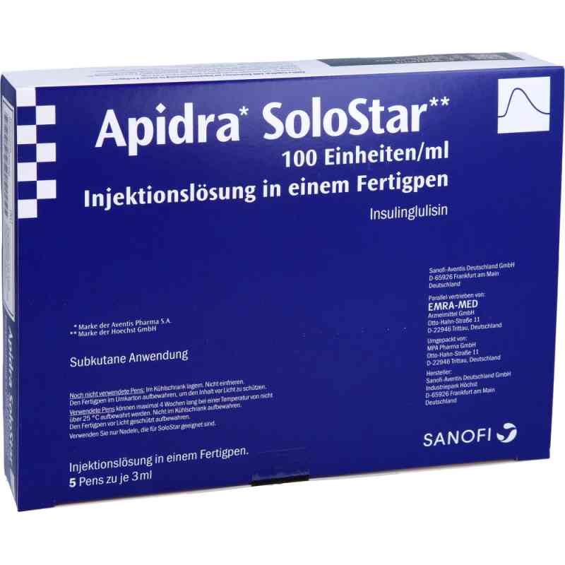 Apidra 100 E/ml Solostar iniecto -lsg.i.e.fertigpen 5X3 ml von EMRA-MED Arzneimittel GmbH PZN 07778027