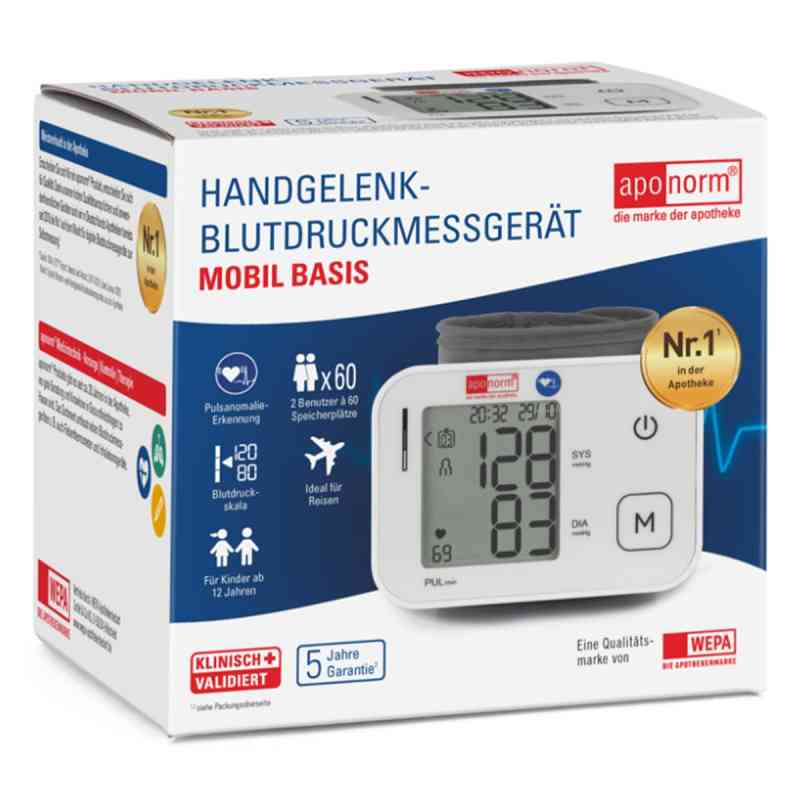 Aponorm Mobil Basis Handgelenk-Blutdruckmessgerät 4G 1 stk von WEPA Apothekenbedarf GmbH & Co KG PZN 11725048