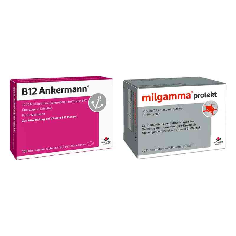 B12 Ankermann Tabletten+Milgamma Protekt Filmtabletten 1 Set von Wörwag Pharma GmbH & Co. KG PZN 08105409
