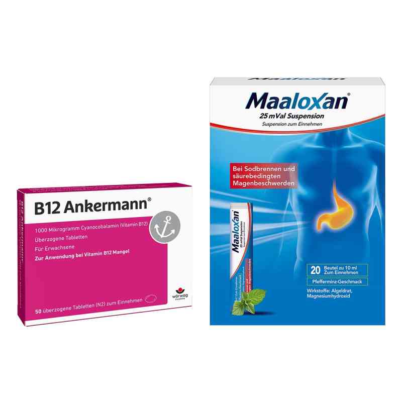 B12 Ankermann überzogene Tabletten + Maaloxan 25 Mval Suspension 1 Set von  PZN 08105431