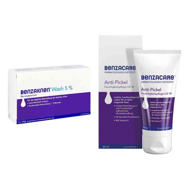 Benzaknen Wash 5% + Benzacare Anti-Pickel Feuchtigkeitspflege 1 Set von Galderma Laboratorium GmbH PZN 08105153
