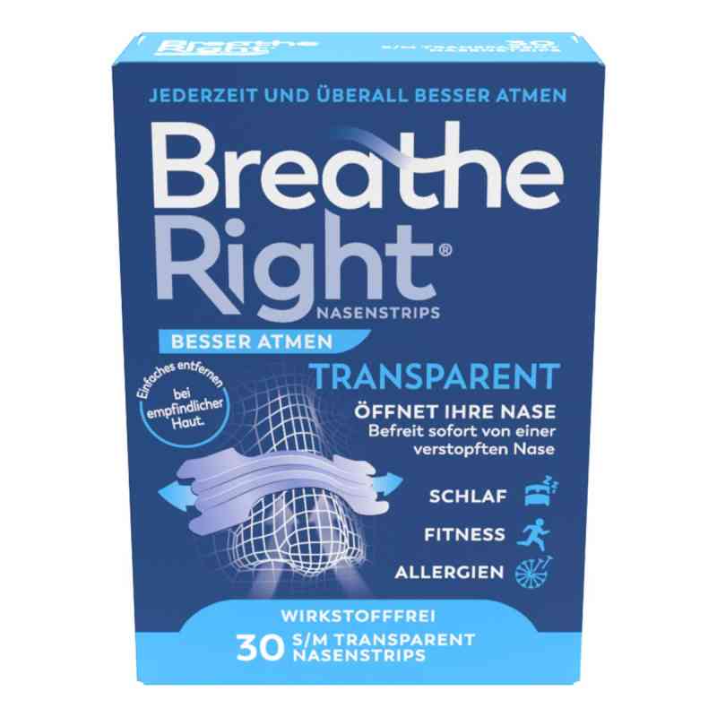 Besser Atmen Breathe Right Nasenstrips Transparent 30 stk von Pharma Netzwerk PNW GmbH PZN 17179196