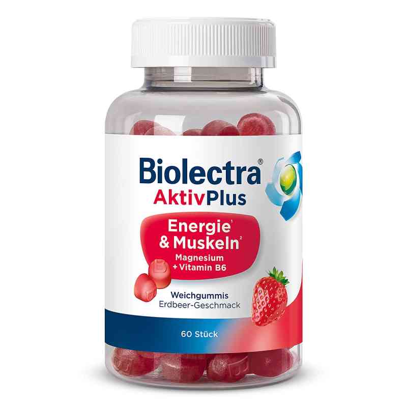 Biolectra AktivPlus Energie & Muskeln Weichgummis Erdbeere 60 stk von HERMES Arzneimittel GmbH PZN 19510643