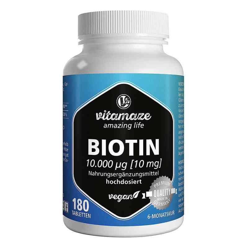 Biotin 10 mg hochdosiert vegan Tabletten 180 stk von Vitamaze GmbH PZN 16018634
