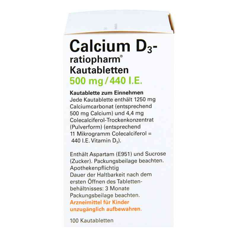 Calcium D3 ratiopharm 500mg/440 internationale Einheiten 100 stk