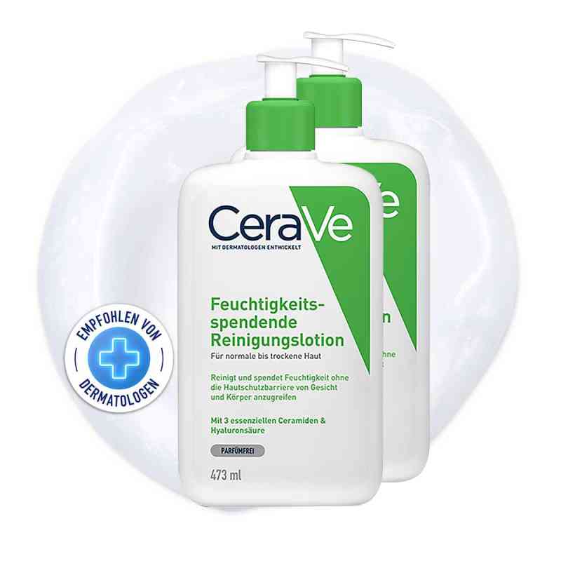 Cerave Feuchtigkeitsspendende Reinigungslotion 2 x473 ml von L'Oreal Deutschland GmbH Geschäftsbereich CeraVe PZN 08102804