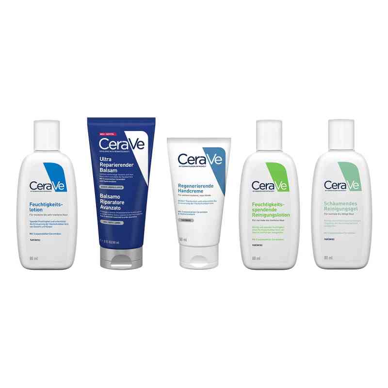 CeraVe Reiseset: Lotion, Balsam, Handcreme, Rein.lotion & -gel 1 Pck von L'Oreal Deutschland GmbH Geschäftsbereich CeraVe PZN 08102870