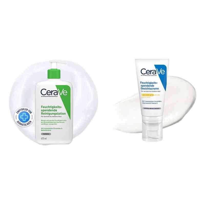 CeraVe Set für trockene Haut: Reinigung & Gesichtscreme LSF50 473+52 ml von L'Oreal Deutschland GmbH Geschäftsbereich CeraVe PZN 08105192