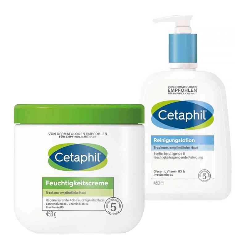 Cetaphil Feuchtigkeitscreme + Reinigungslotion 456+460 g von Galderma Laboratorium GmbH PZN 08105018
