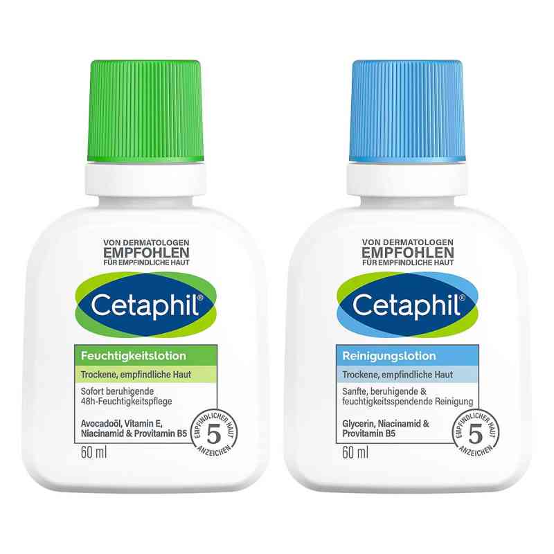 Cetaphil Feuchtigkeitslotion + Reinigungslotion 2x60 ml von Galderma Laboratorium GmbH PZN 08105019