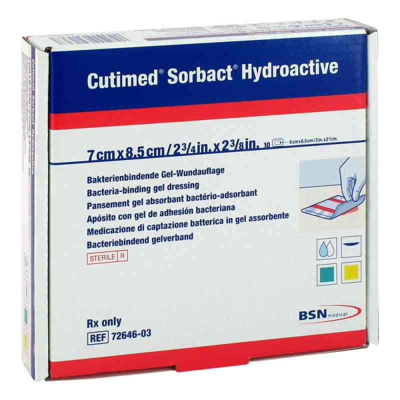 Cutimed Sorbact Hydroactive Kompressen 7x8,5 cm 10 stk von BSN medical GmbH PZN 06148063