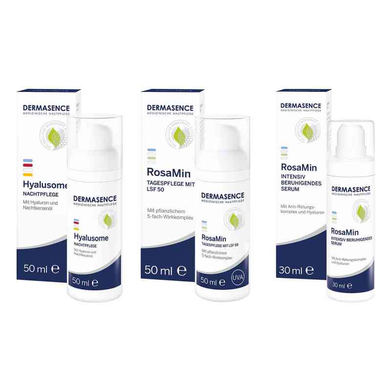 Dermasence Hyalusome Nachtpflege & RosaMin Tagespflege + Serum 1 Pck von Medicos Kosmetik GmbH & Co. KG PZN 08104531
