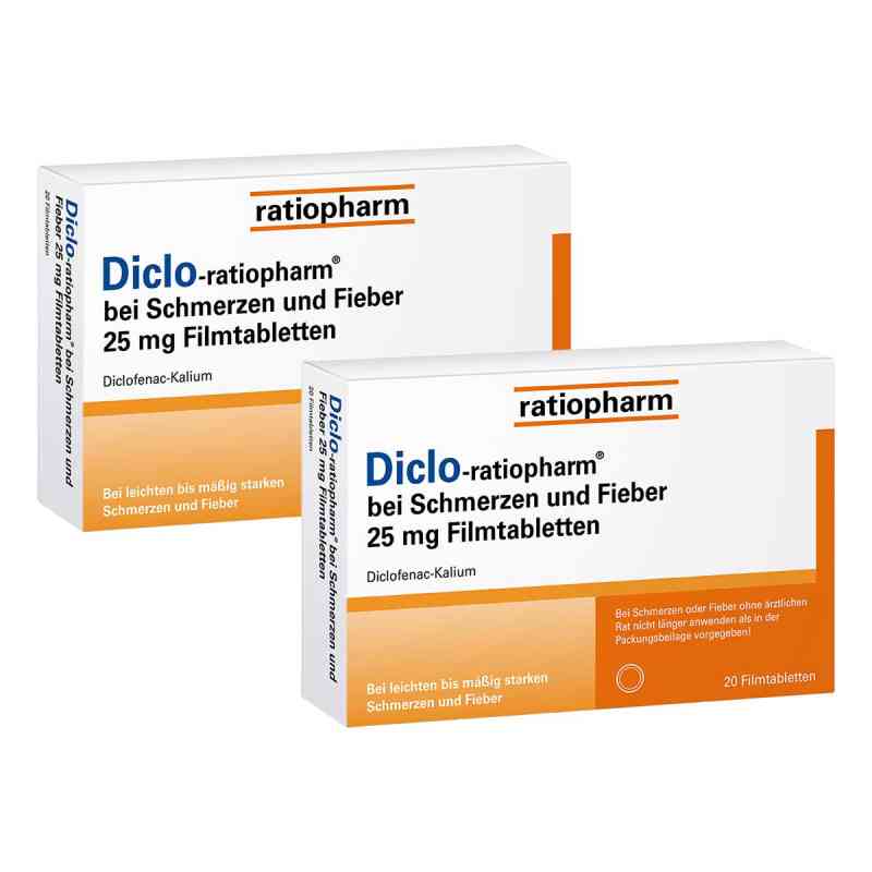 Diclo-ratiopharm bei Schmerzen und Fieber 25 mg Filmtabletten 2x20 stk von ratiopharm GmbH PZN 08102260