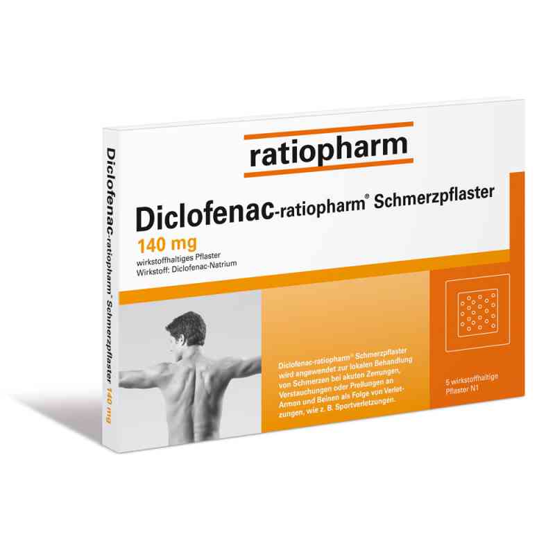 Diclofenac-ratiopharm Schmerzpflaster 140mg 5 stk von ratiopharm GmbH PZN 03500921