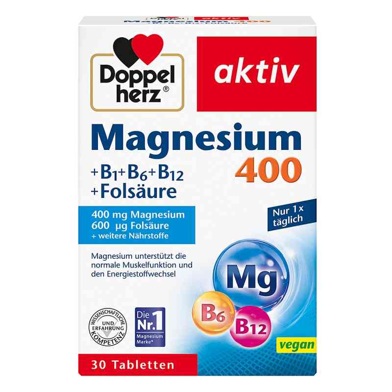 DoppelheDoppelherz Magnesium 400 + B1 + B6 + B12 + Folsäure 30 stk von Queisser Pharma GmbH & Co. KG PZN 04494507
