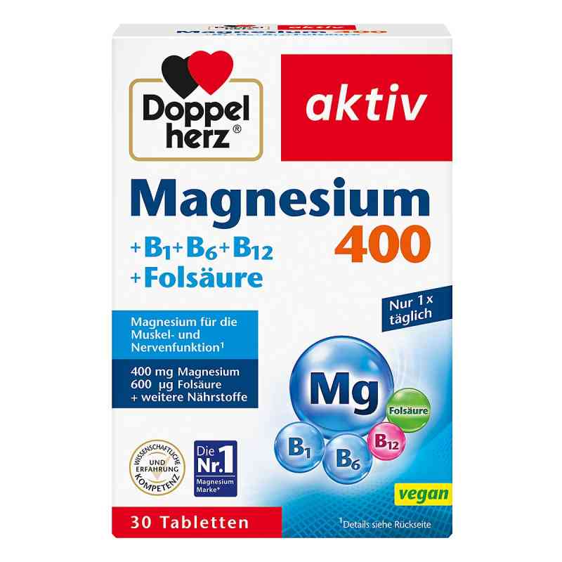 Doppelherz aktiv Magnesium 400 + B1 + B6 + B12 + Folsäure 30 stk von Queisser Pharma GmbH & Co. KG PZN 04494507