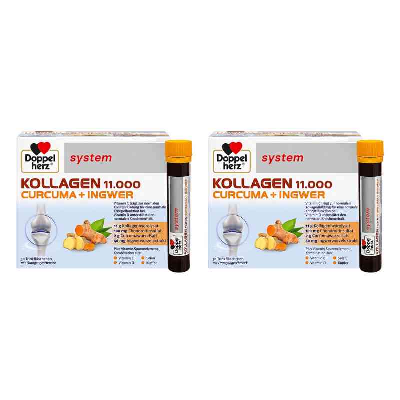 Doppelherz system Kollagen 11.000 Curcuma + Ingwer 2x30X25 ml von Queisser Pharma GmbH & Co. KG PZN 08104500