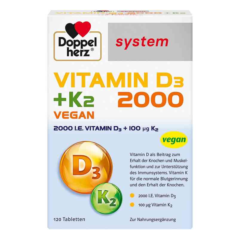 Doppelherz Vitamin D3 2000+k2 system Tabletten 120 stk von Queisser Pharma GmbH & Co. KG PZN 14063820