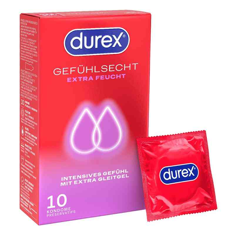 Durex Gefühlsecht Extra Feucht Kondome 10 stk von Reckitt Benckiser Deutschland GmbH PZN 19847839