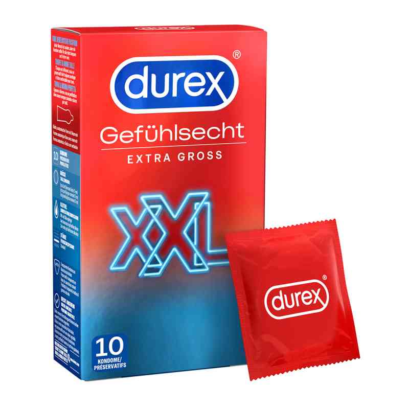 Durex Gefühlsecht extra gross Kondome 10 stk von Reckitt Benckiser Deutschland Gm PZN 06730343