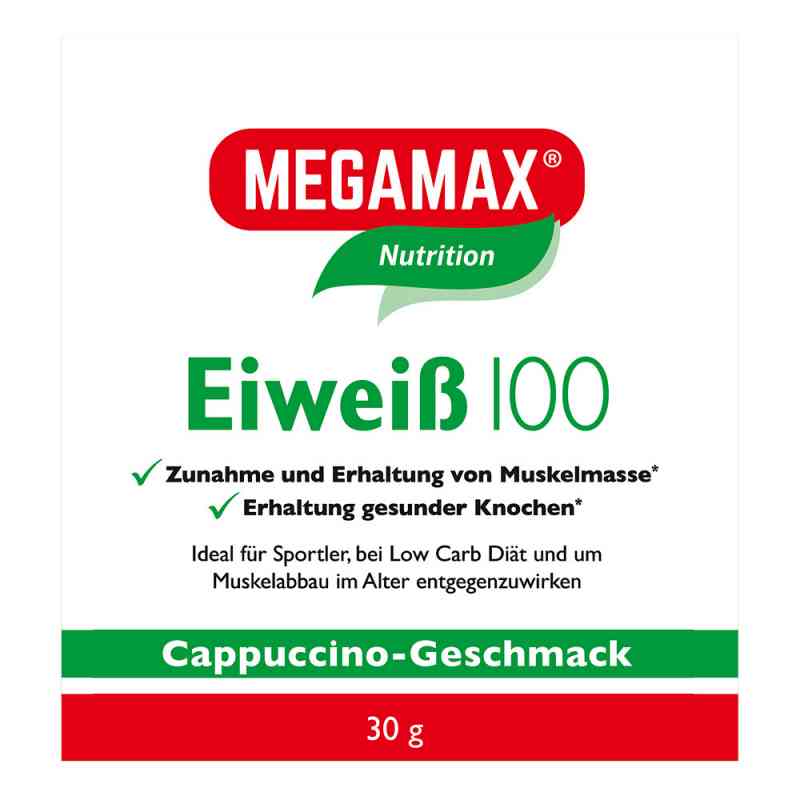 Eiweiss 100 Cappuccino Megamax Pulver 30 g von Megamax B.V. PZN 09198067