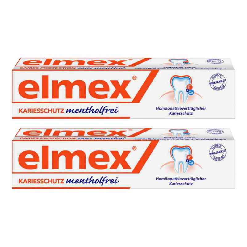 elmex Kariesschutz Zahnpasta mentholfrei ohne ätherische Öle 2x 75 g von CP GABA GmbH PZN 08101999