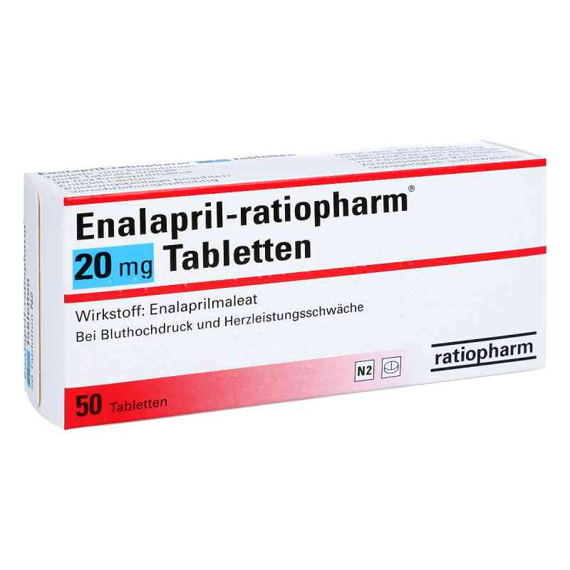Enalapril-ratiopharm 20 mg Tabletten 50 stk von ratiopharm GmbH PZN 00638300