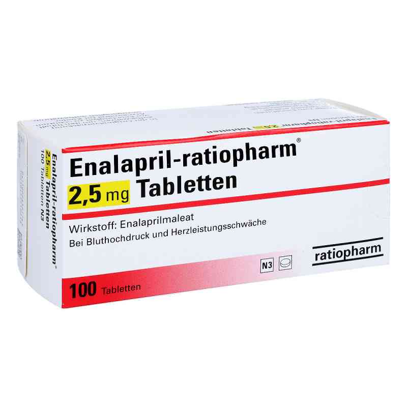 Enalapril-ratiopharm 2,5 mg Tabletten 100 stk von ratiopharm GmbH PZN 00638174