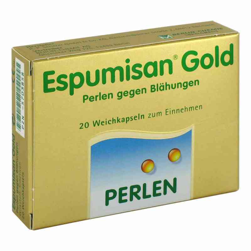 Espumisan Gold Perlen gegen Blähungen 20 stk von BERLIN-CHEMIE AG PZN 05703858