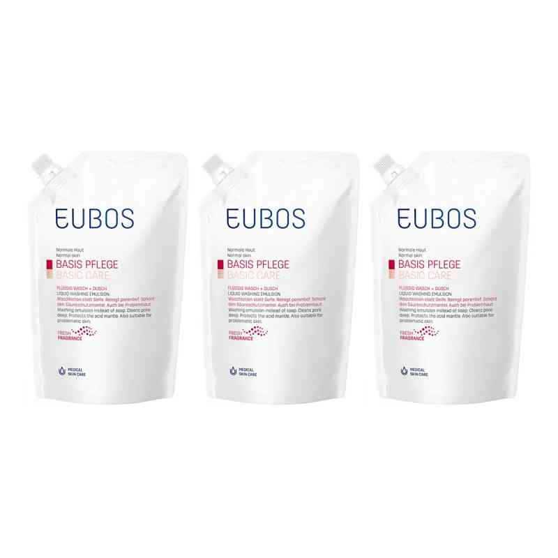 Eubos Flüssig Rot mit frischem Duft Nachfüllpackung Btl. 3x400 ml von Dr. Hobein (Nachf.) GmbH PZN 08104631