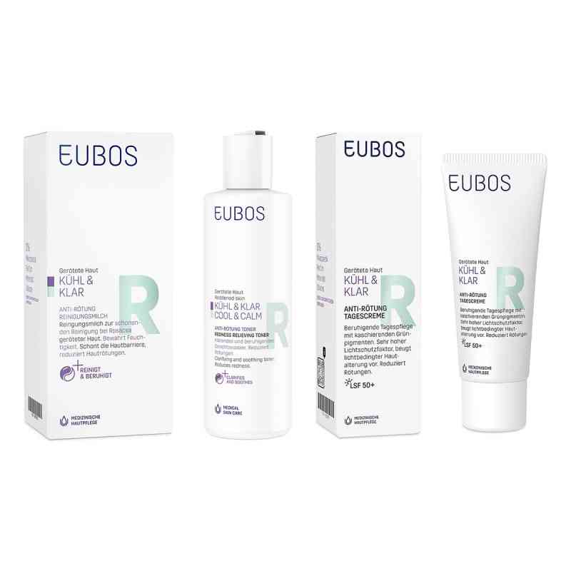 Eubos Kühl & Klar Anti-Rötung Reinig.milch, Toner & Tagescreme 1 Set von Dr. Hobein (Nachf.) GmbH PZN 08105348