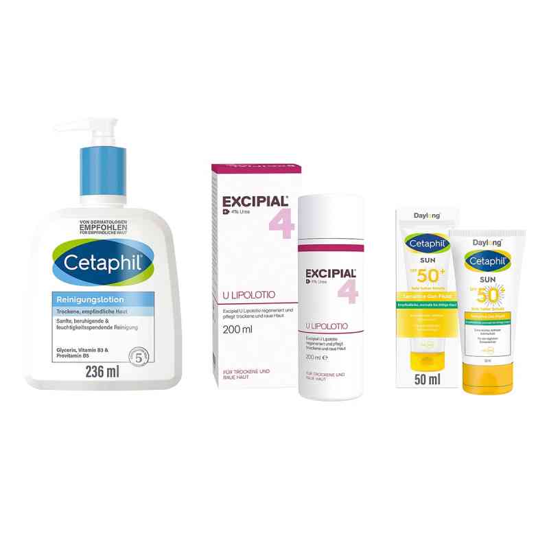 Excipial & Cetaphil Set: Reinigung, Pflege & UV-Schutz 1 Set von Galderma Laboratorium GmbH PZN 08105395
