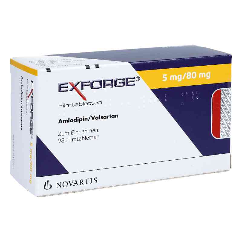 Exforge 5 mg/80 mg Filmtabletten 98 stk von NOVARTIS Pharma GmbH PZN 00581356