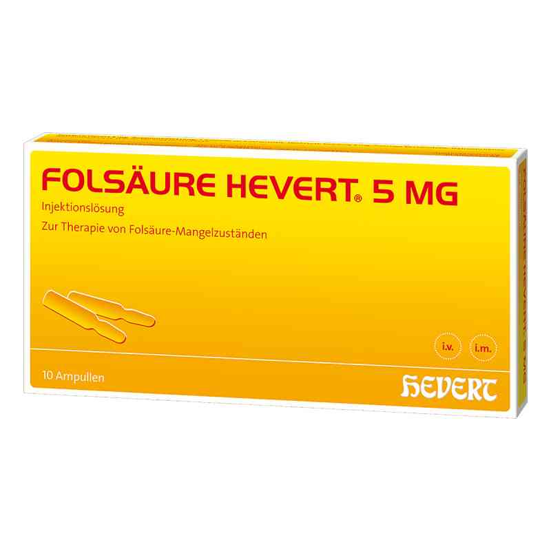 Folsäure Hevert 5 mg Ampullen 10 stk von Hevert Arzneimittel GmbH & Co. K PZN 04375429