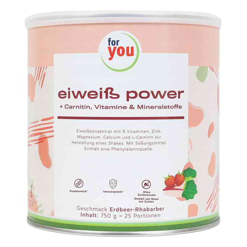 For You Eiweiss Power Erdbeere Rhabarber 750 g von For You eHealth GmbH PZN 06147566