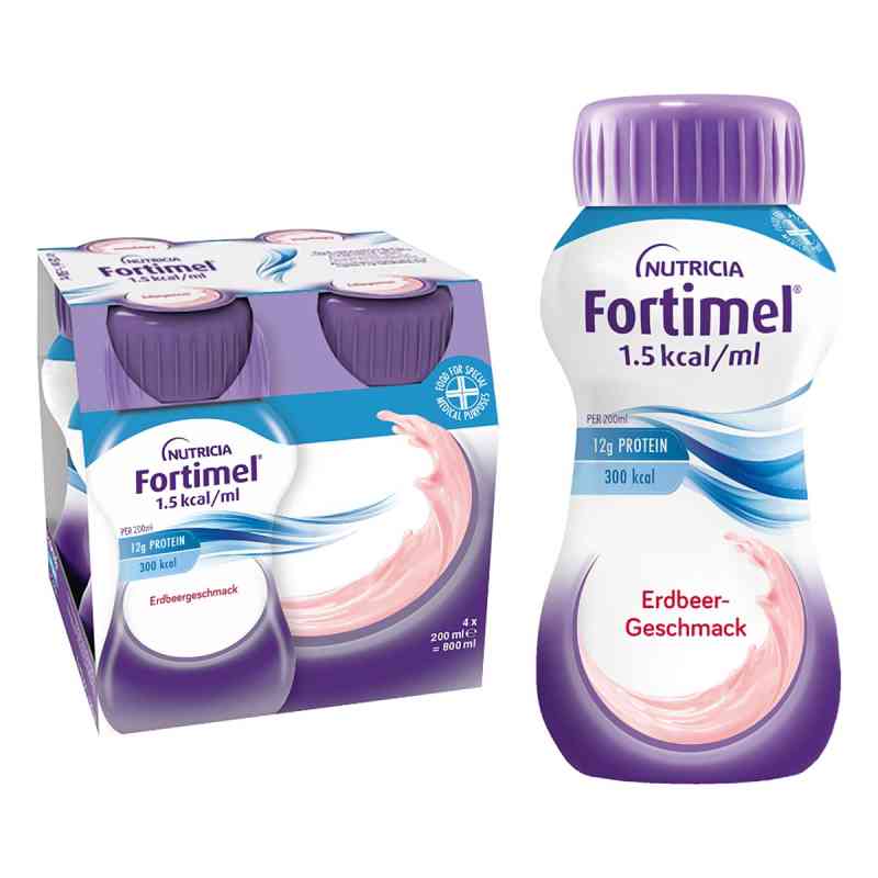 Fortimel 1.5 kcal Erdbeergeschmack 4X200 ml von Danone Deutschland GmbH PZN 19075590