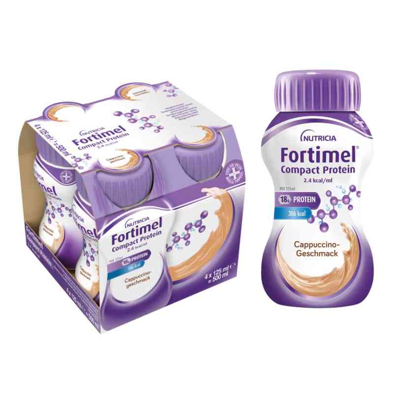Fortimel Compact Protein 2.4 kcal Cappuccino 4X125 ml von Danone Deutschland GmbH PZN 19490604