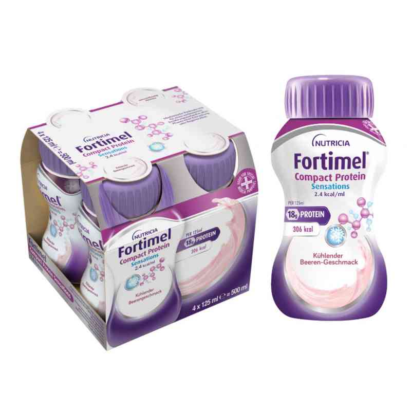 Fortimel Compact Protein 2.4 kcal kühlende Beere 4X125 ml von Danone Deutschland GmbH PZN 19490662